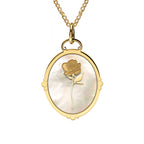 Personalized Birth Flower Ornate Oval Necklace