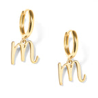 Pair of Initial Script Huggie Earrings