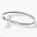 Custom Engraved Sterling Silver Cross Link ID Bracelet