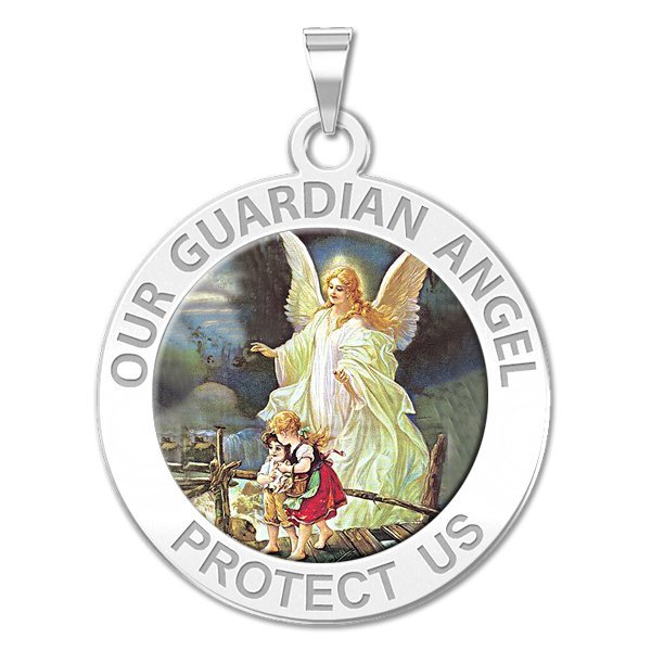 Our Guardian Angel - Round Religious Color Medal  "EXCLUSIVE"