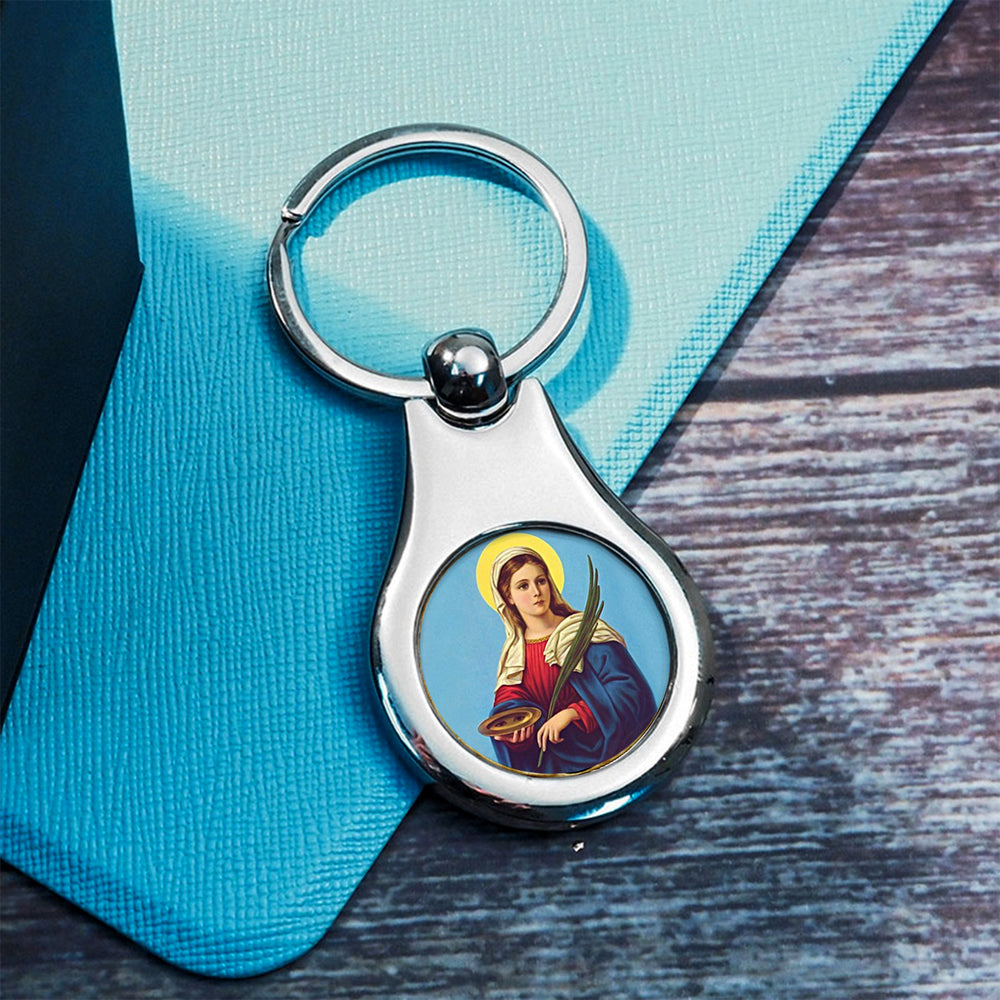 Stainless Steel Color Saint Lucy Keychain