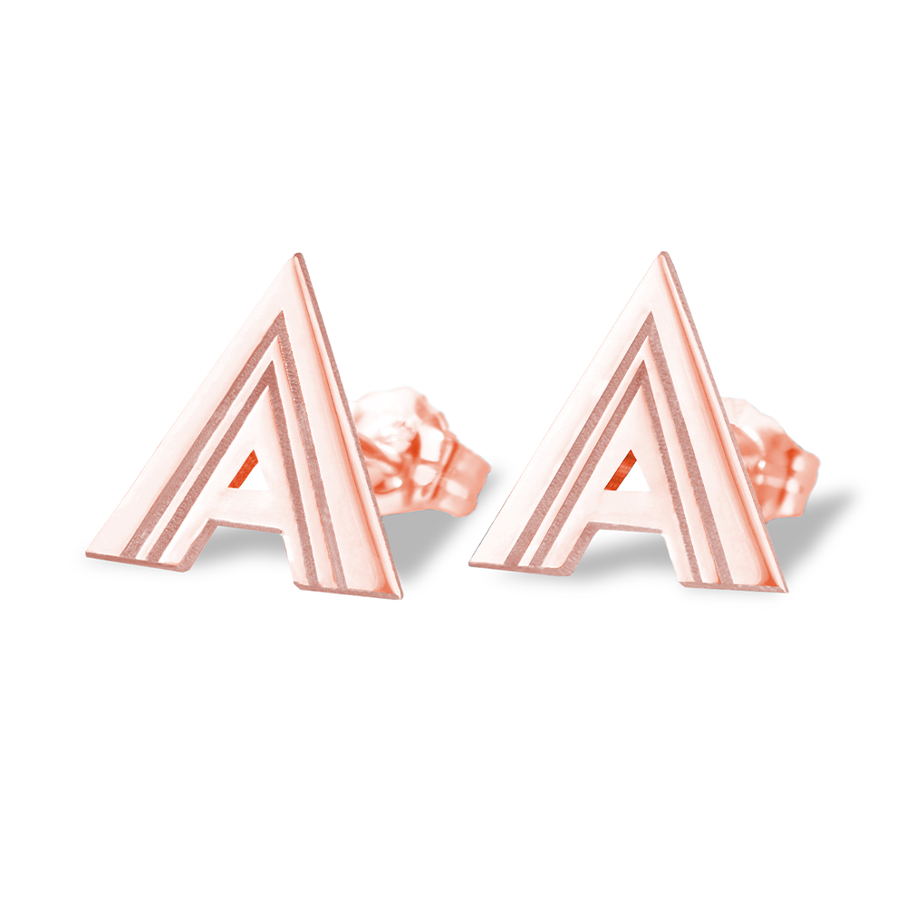 Initial Earrings with Stripe Design