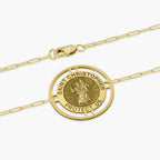 Round Saint Christopher with Open Border Paperclip Bracelet