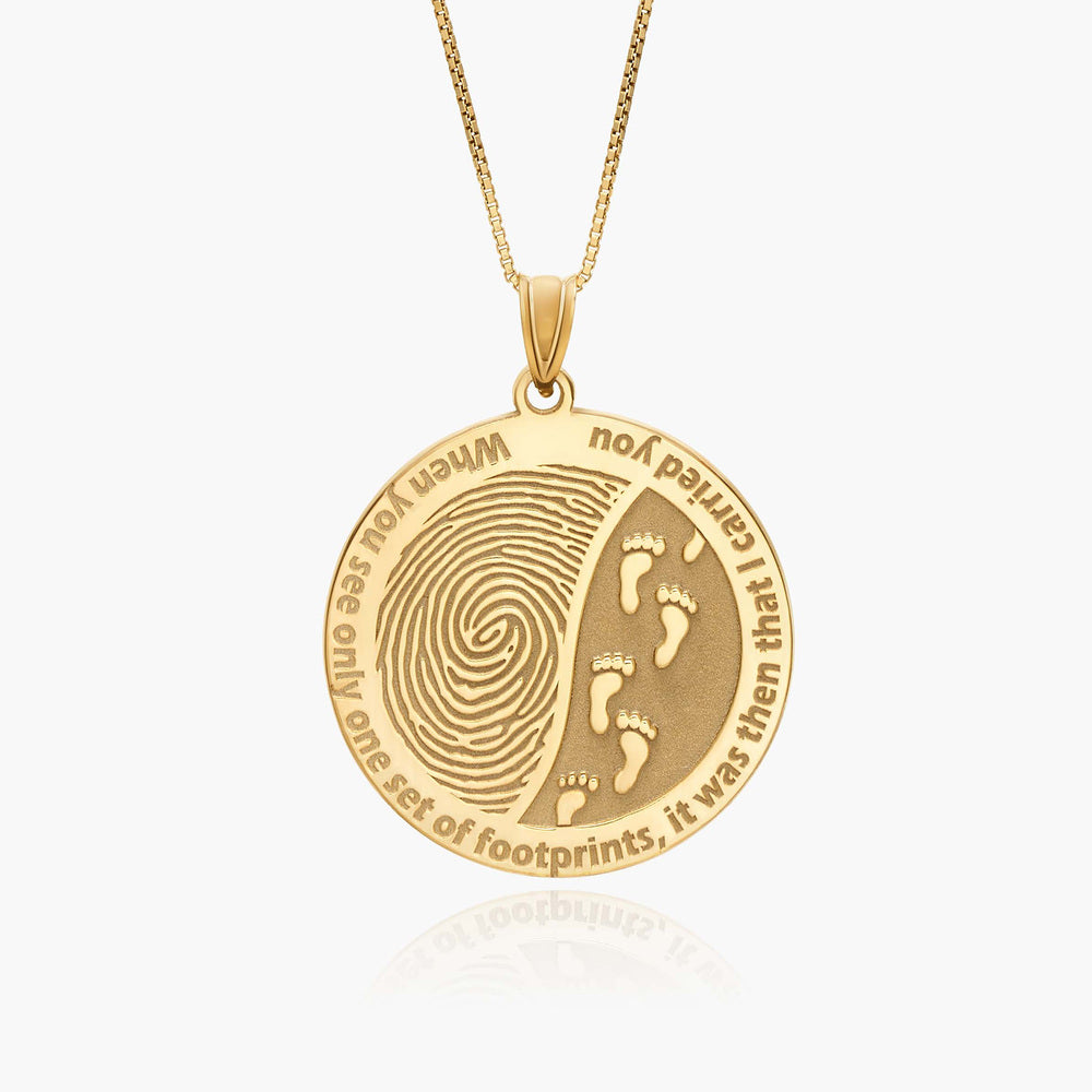 Custom Fingerprint Round Charm or Pendant with Footprints in the Sand quote