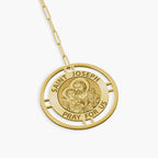 Round Saint Joseph Medal with Open Border Necklace