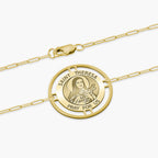 Round Saint Theresa of Lisieux with Open Border Paperclip Bracelet
