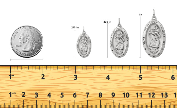 Sterling Silver Saint Christopher Oval Religious Medal