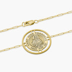 Round Saint Jude with Open Border Paperclip Bracelet