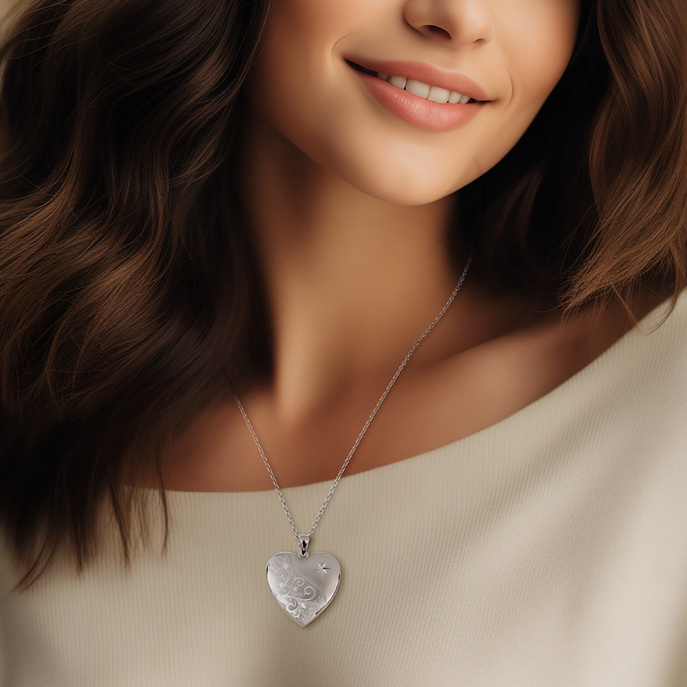 Floral Heart with Star Design Locket
