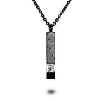 Rectangle Shaped Cremation and Ash Vessel with Stone and Fingerprint (Chain Included)