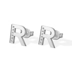 Initial Name Earrings With Block Name