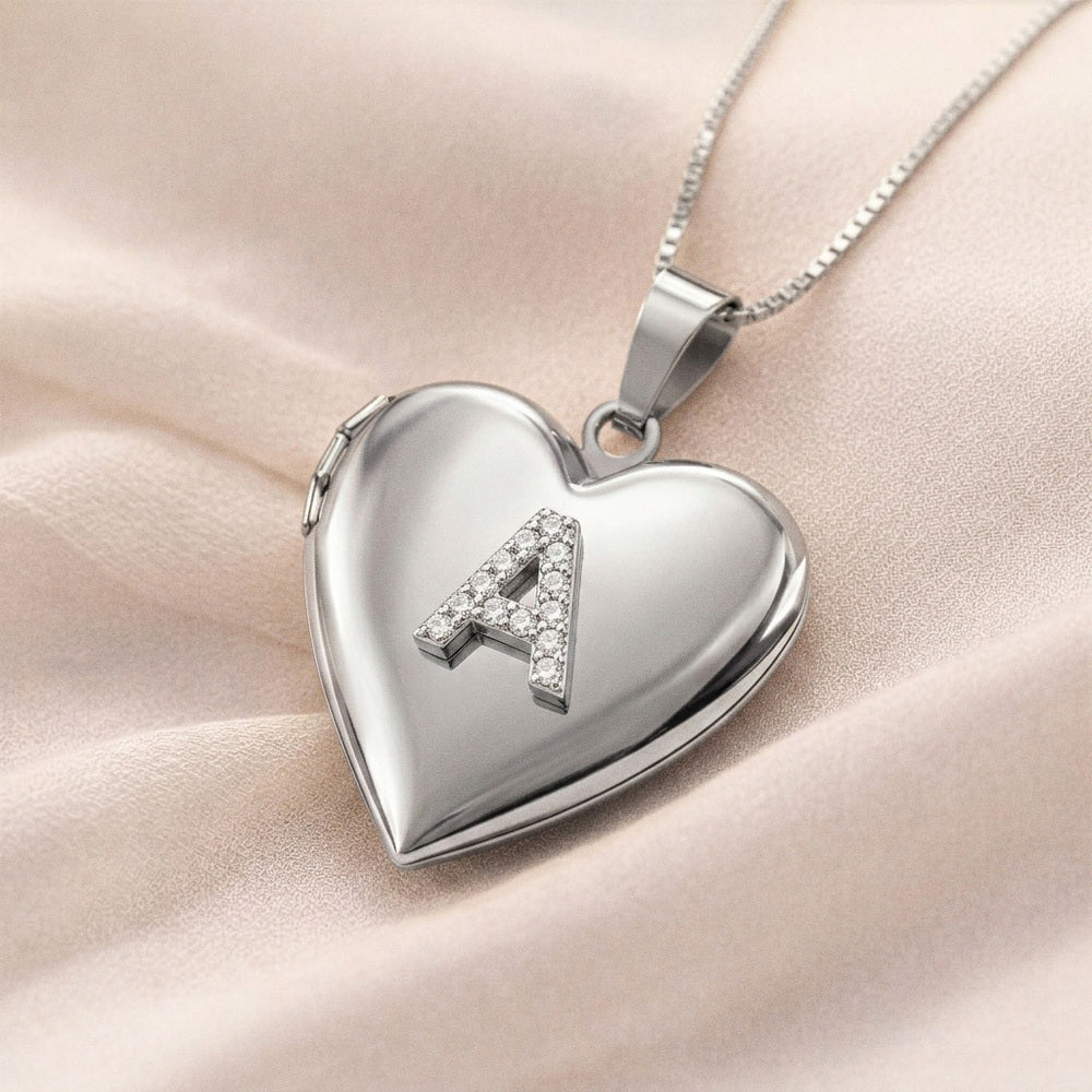Locket with Raised Diamond Initial