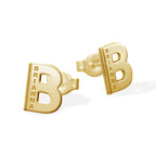 Initial Name Earrings With Block Name