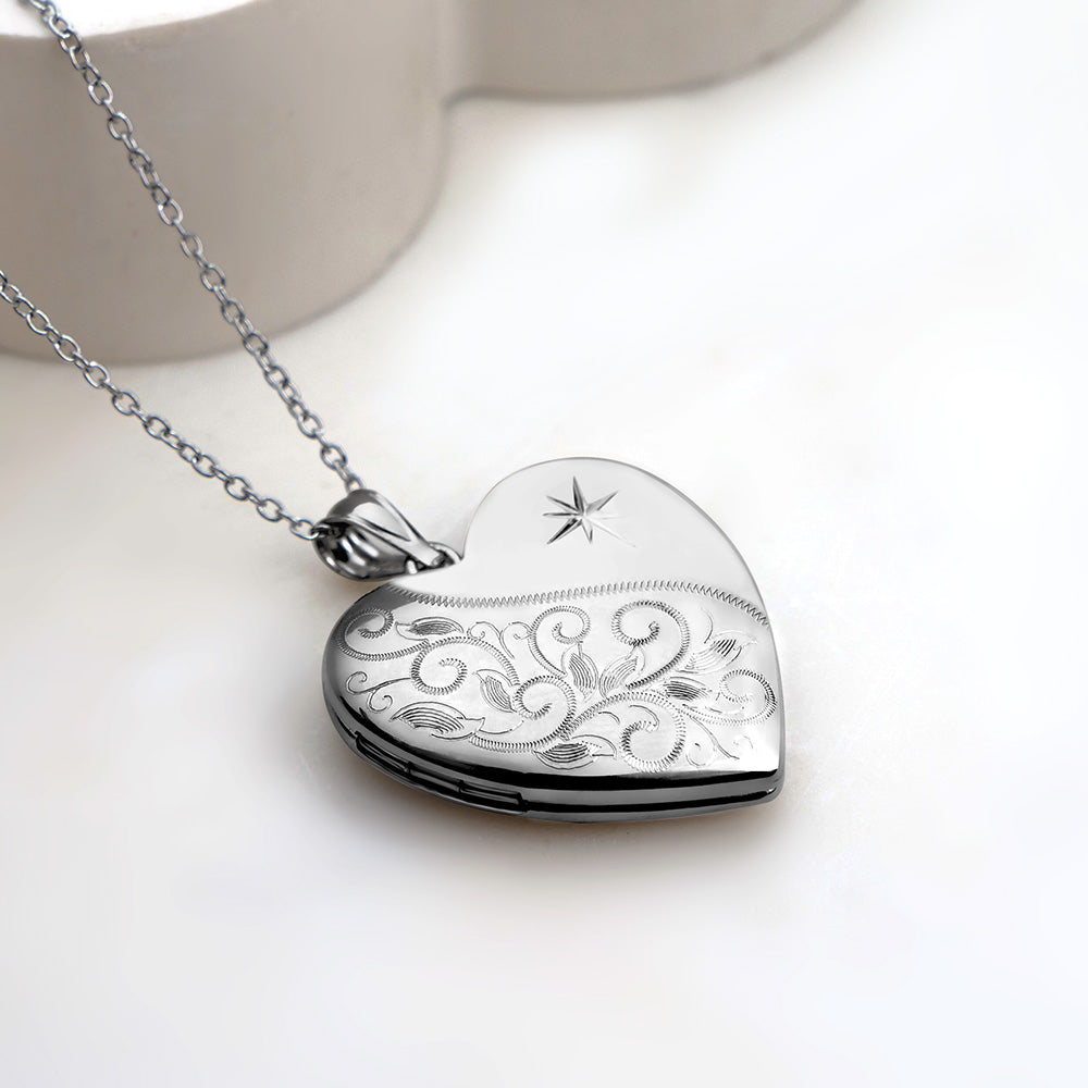 Floral Heart with Star Design Locket