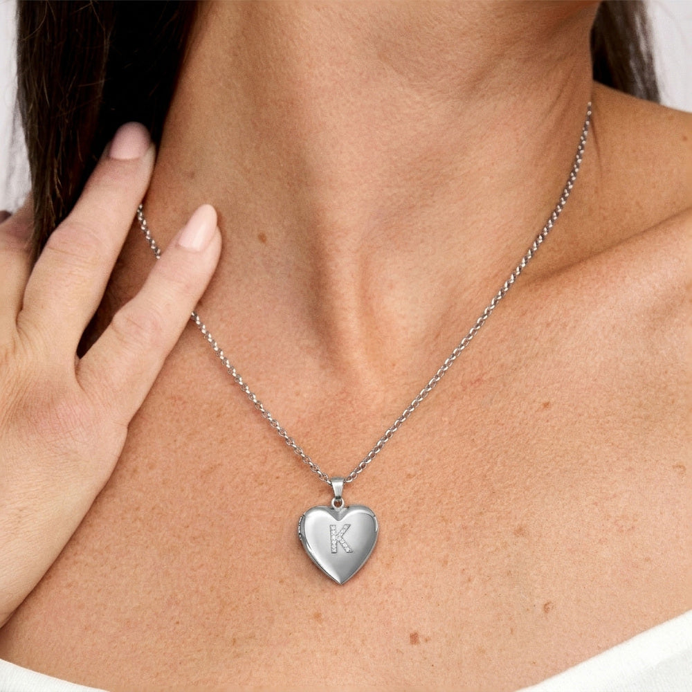 Locket with Raised Diamond Initial