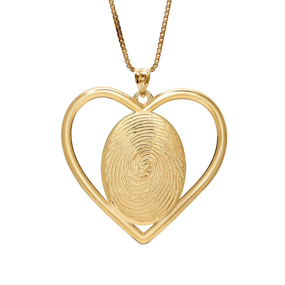 Custom Fingerprint 3D Heart Pendant