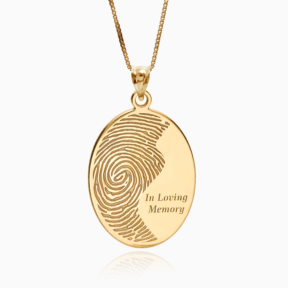 Custom Ying Yang Fingerprint Oval Charm or Pendant with Text