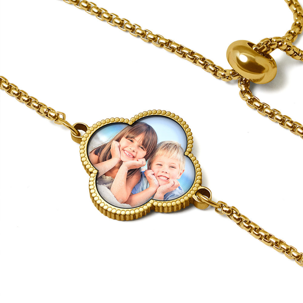 Adjustable Clover Photo Bracelet