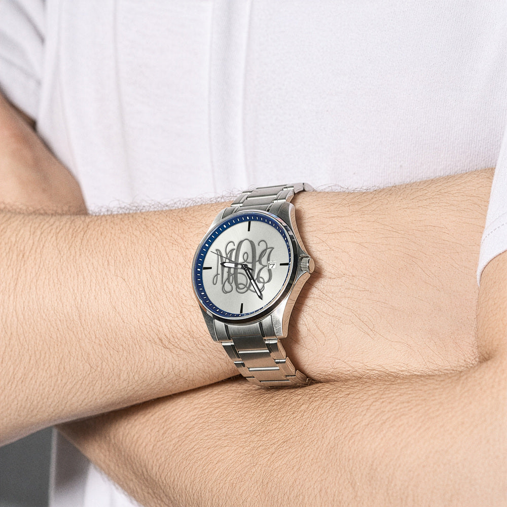 Men's Personalized Stainless Watch Blue Dial