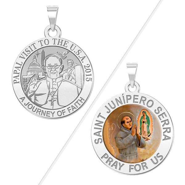 Double Sided Saint Junipero Serra & Pope Francis Papal Visit Washington DC Religious Medal "EXCLUSIVE"