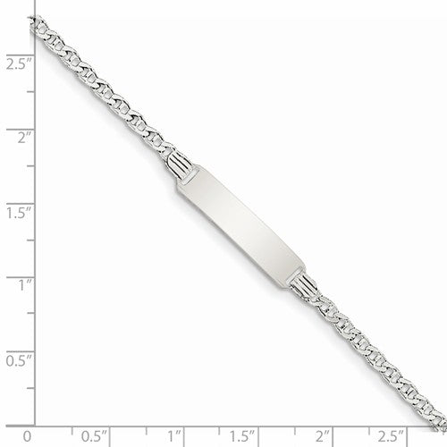 Custom Engraved Sterling Silver Children's Anchor Link ID Bracelet