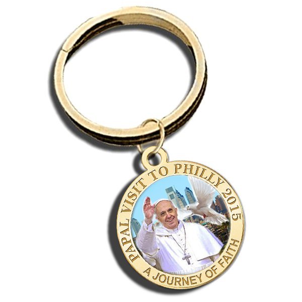 Pope Francis - Papal Visit Philadelphia 2015 Color Religious Engravable Keychain