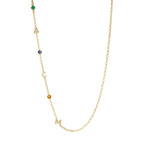 Sideways Initial Name Necklace with Birthstone