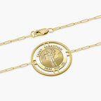 Round Saint Sebastian Medal with Open Border Paperclip Bracelet
