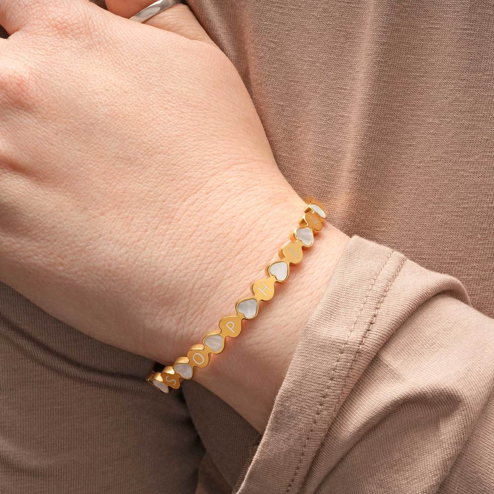 Heart Shaped Initial Gold Tone Bracelet