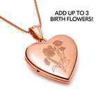 Personalized Birth Flower Heart Locket