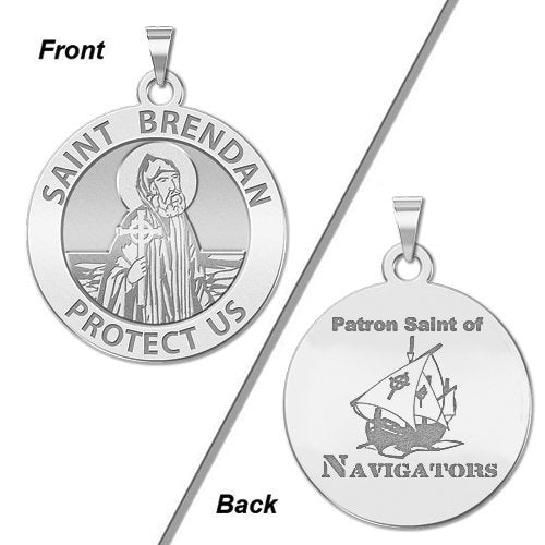 Saint Brendan Double Sided Navigator Round Religious Medal