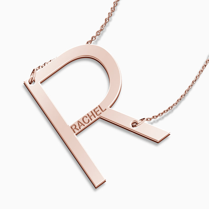 Personalized Large First Initial Pendant with Name