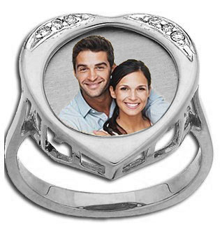 Heart Photo Ring With Diamonds