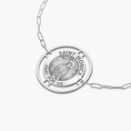 Round Saint Monica with Open Border Paperclip Bracelet