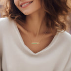 Personalized Horizontal Thin Green Line Military Necklace with 18" Chain
