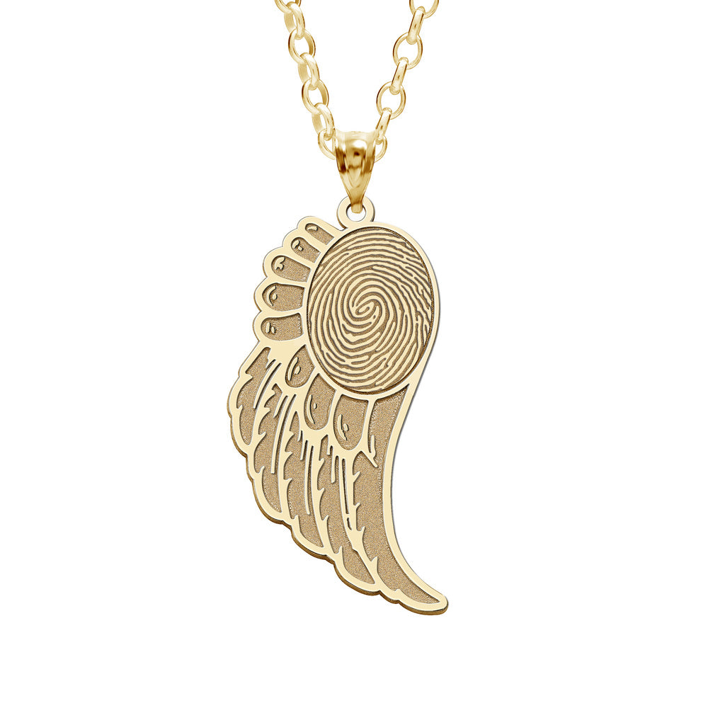 Custom Fingerprint Angel Wing Pendant