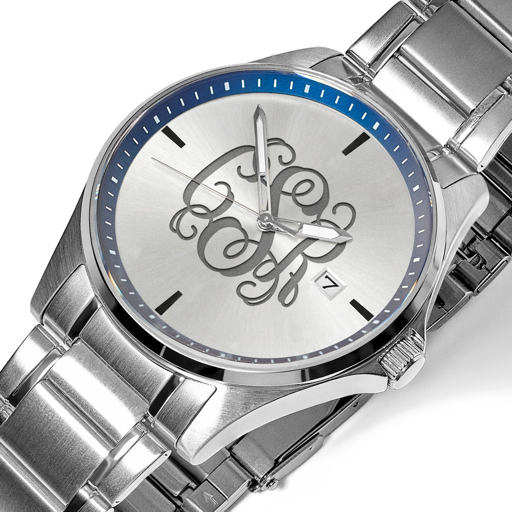 Men's Personalized Stainless Watch Blue Dial