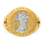 14K with Rhodium Saint Christopher Ring