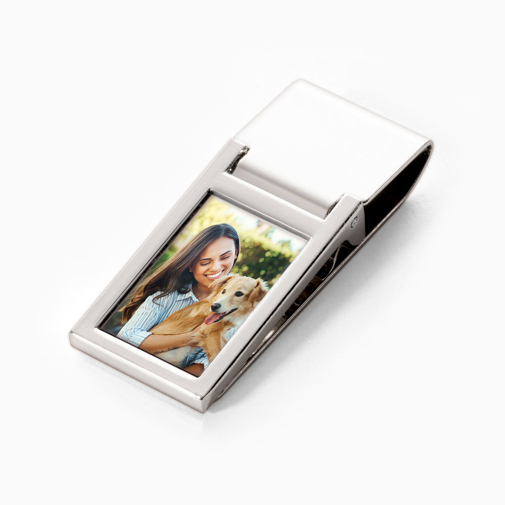 Stainless Steel Rectangular Photo Engraved Money Clip