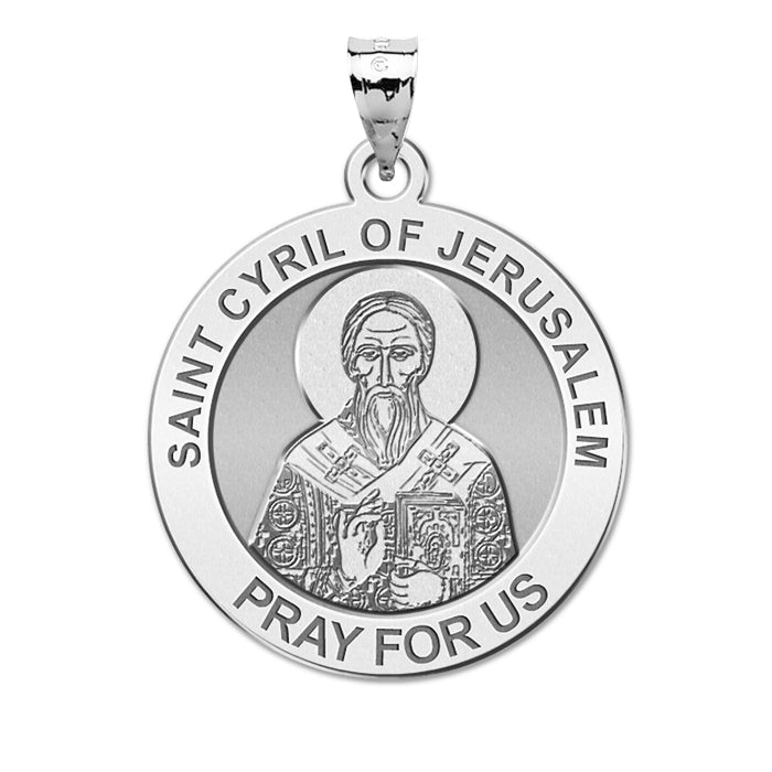 Saint Cyril of Jerusalem Round Religious Medal