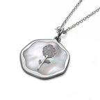 Personalized Birth Flower Heptagon Necklace
