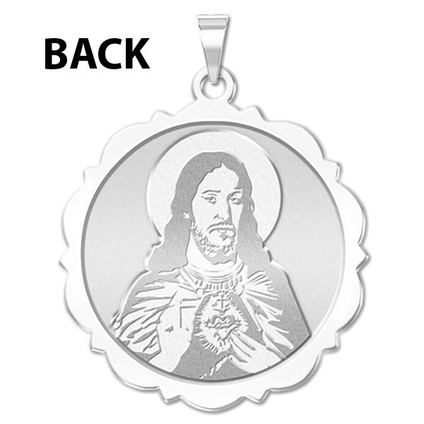 Scapular Scalloped Round Religious Medal "Color EXCLUSIVE"