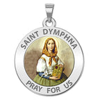 Saint Dymphna Round Religious Medal "Color