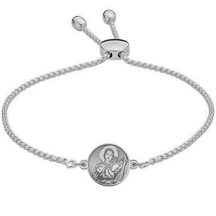 Saint Joan of Arc Adjustable Bracelet — white metal — original product photo