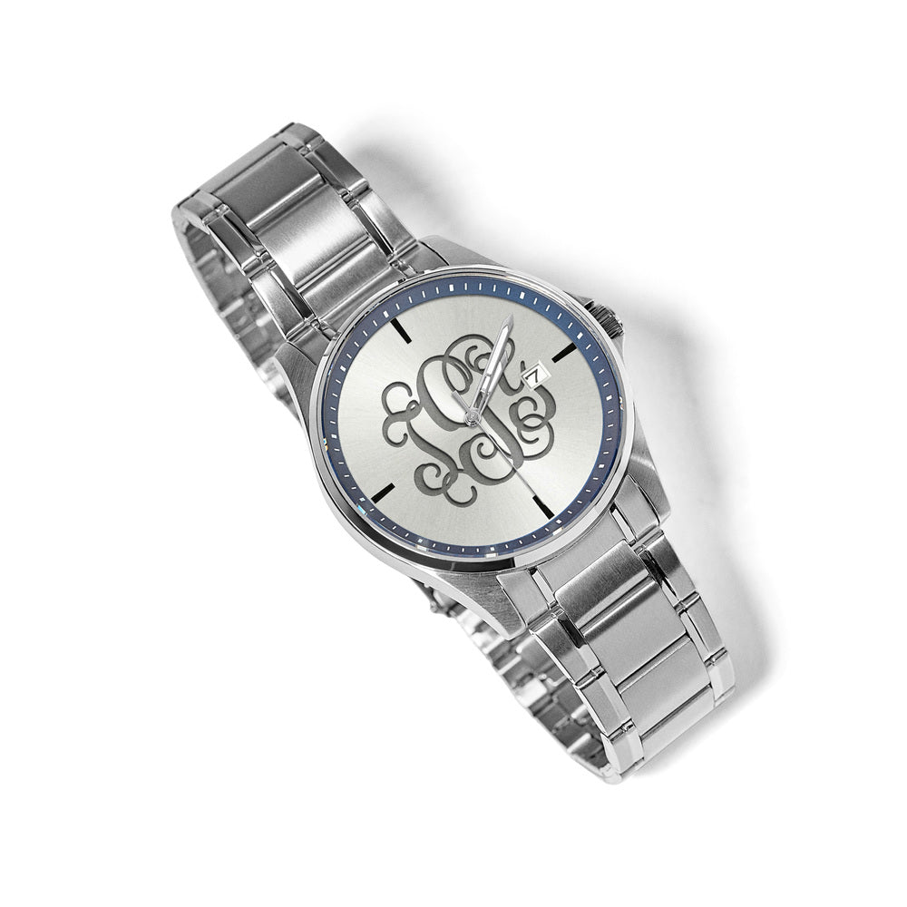 Men's Personalized Stainless Watch Blue Dial