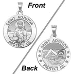 Saint Adjutor Doubles Sided Female Swimmer Round Religious Medal