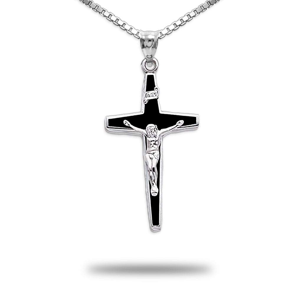 Sterling Silver Enameled Crucifix Charm