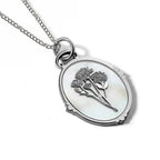 Personalized Birth Flower Ornate Oval Necklace
