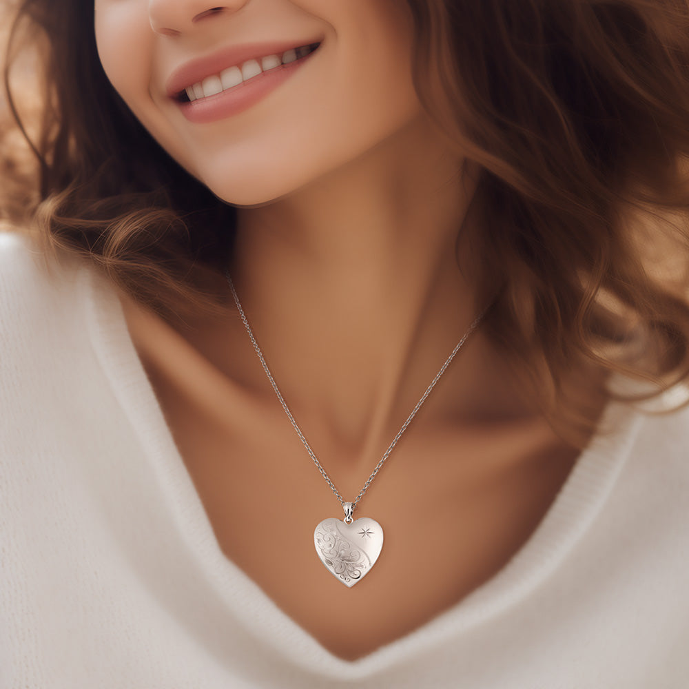 Floral Heart with Star Design Locket