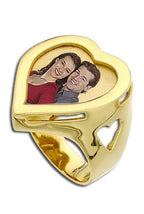 Gold Heart Photo Ring With Diamonds